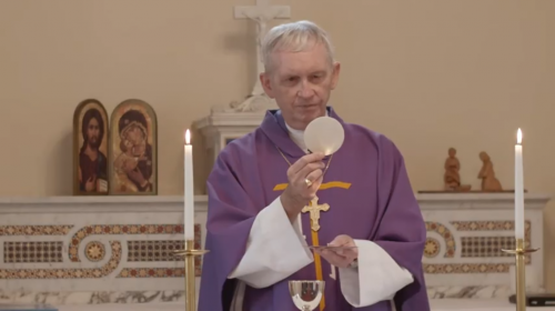 Bishop Patrick Dunn celebrates Mass online